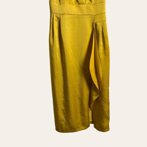 Reiss Sara Yellow Asymmetric One Shoulder Ruffled Cocktail Dress Size 4 - Picture 8 of 12